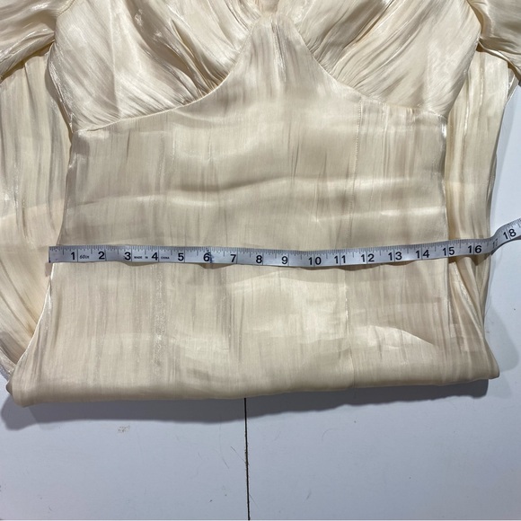 Moon River Cream Natural Bustier Satin V-Neck Front Slit Woman’s Midi Dress S - Picture 15 of 16